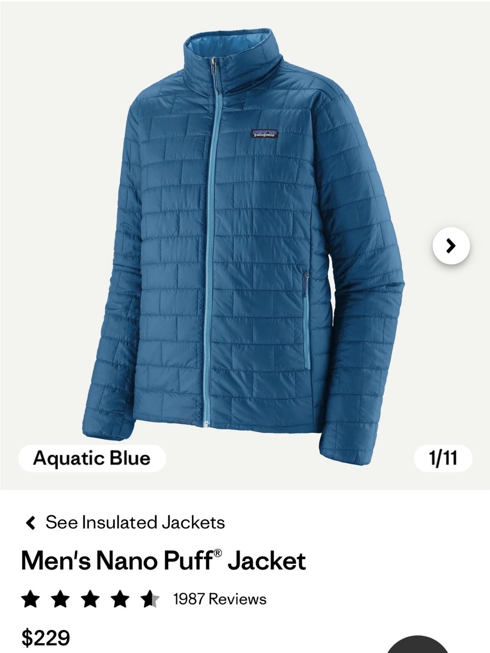 Patagonia Men's Nano Puff Jacket - Aquatic Blue